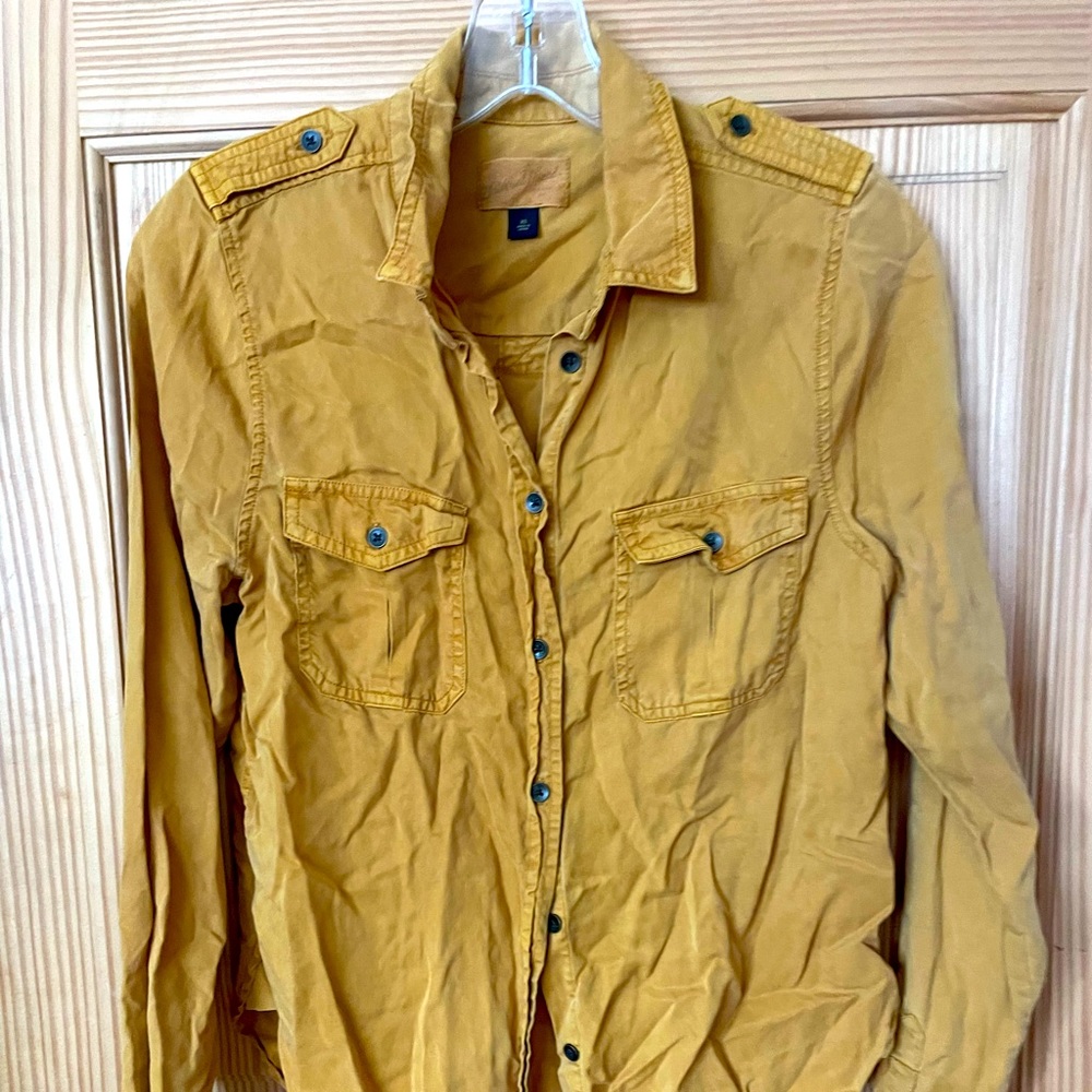 Mustard yellow button-down shirt